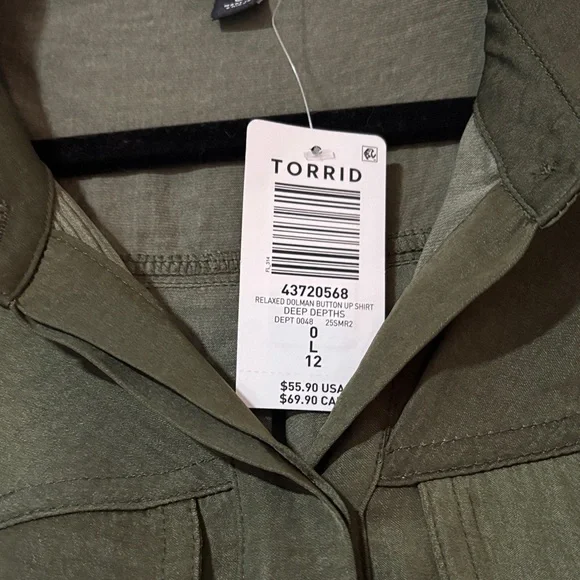 NWT Torrid Dark Green Button-Up Blouse - Picture 3 of 4